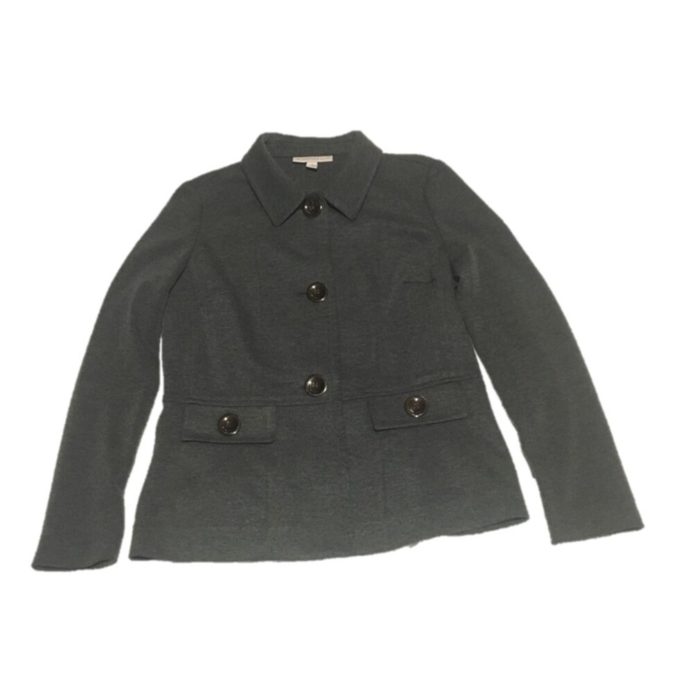 ✨️4 For $20✨️ jacket Womens Small petite gray 3 button jersey knit Career Preppy